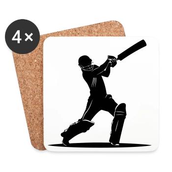 Cricket Batsman Silhouette - Coasters (set of 4) - white - Front