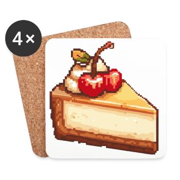 Cheesecake Pixel aux cerises - Dessous de verre (lot de 4) - blanc - Devant