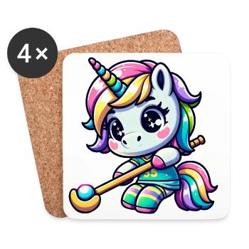 Licorne 35 Kawaii Arc-en-ciel Magic Chibi Style - Dessous de verre (lot de 4) - blanc - Devant