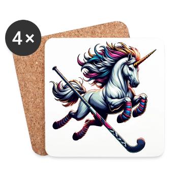 Eishockey Einhorn Mit Schläger Fantasy Power - Coasters (set of 4) - white - Front