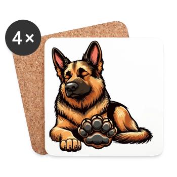 Deutscher Schäferhund Schäferhunde Schäferhunde - Untersetzer (4er-Set) - Weiß - Vorne