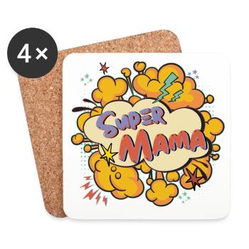 Super Mama Comic Explosion - Untersetzer (4er-Set) - Weiß - Vorne