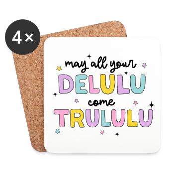 Pastell Delulu Trulu Spruch - Untersetzer (4er-Set) - Weiß - Vorne