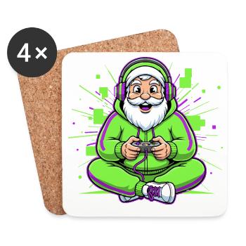 Noël Homme Gaming Humour Gamer - Dessous de verre (lot de 4) - blanc - Devant
