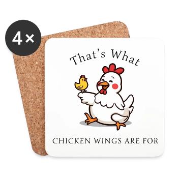 Mama Hen & Chick – That’s What Wings Are For - Untersetzer (4er-Set) - Weiß - Vorne