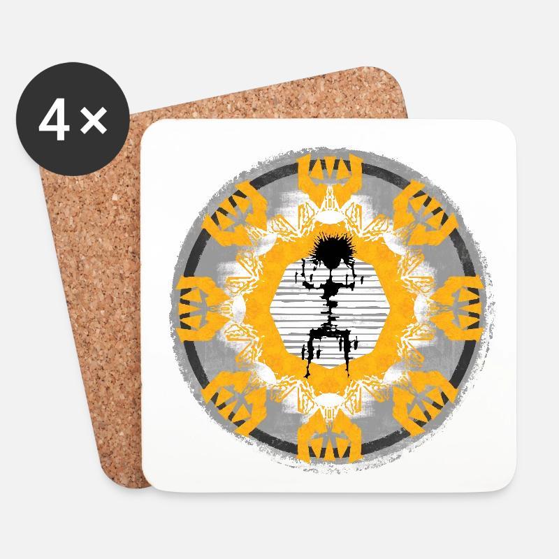 Sonnenkreis Mandala Kontrast - Untersetzer (4er-Set) - Weiß