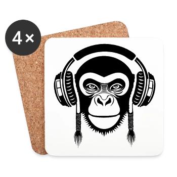Stereo Lover Monkey Head Dual Channel Edition Shirt - Coasters (set of 4) - white - Front
