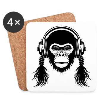 Hardcore Monkey Head Stunt Beat Edition Chemise - Dessous de verre (lot de 4) - blanc - Devant