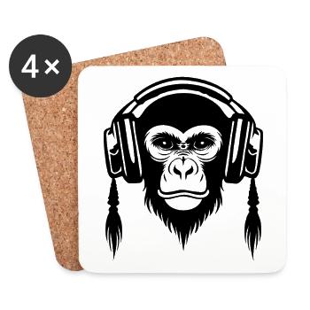 Motionless Monkey Head Calm Beat Edition Shirt - Coasters (set of 4) - white - Front