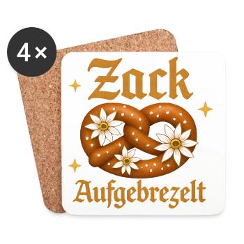 Zack Dressed Up – Bretzel drôle pour hommes et femmes - Dessous de verre (lot de 4) - blanc - Devant