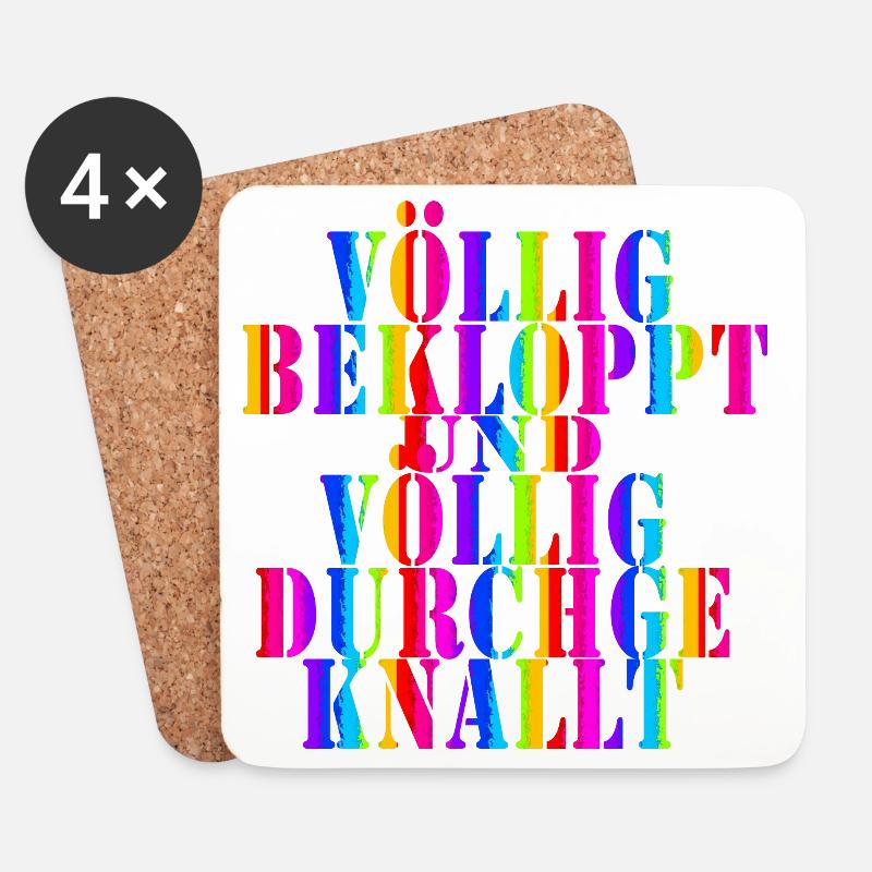 frecher Spruch Vollfarbige Typo Kaleidoskop Retro - Untersetzer (4er-Set) - Weiß