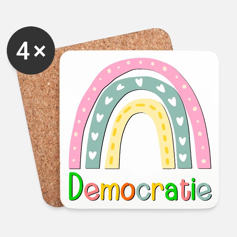 Regenbogen-Demokratie - Untersetzer (4er-Set) - Weiß