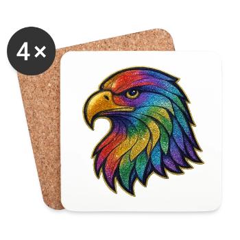 Rainbow Eagle Head Patch - Coasters (set of 4) - white - Front