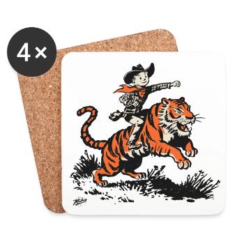 Kleiner Tiger Cowboy - Untersetzer (4er-Set) - Weiß - Vorne