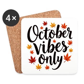 October Vibes Only Autumn Saying - Coasters (set of 4) - white - Front