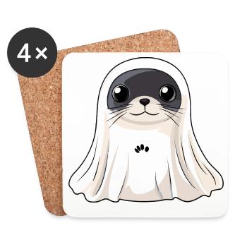 Robbe Tier Halloween Geist - Untersetzer (4er-Set) - Weiß - Vorne
