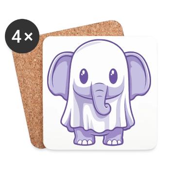 Éléphant Halloween Fantôme - Dessous de verre (lot de 4) - blanc - Devant
