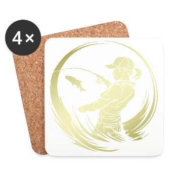 Fishing Silhouette Fisherman - Coasters (set of 4) - white - Front