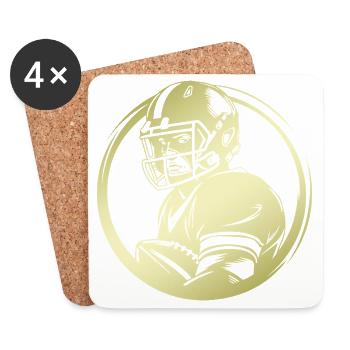 Silhouette de football américain - Dessous de verre (lot de 4) - blanc - Devant