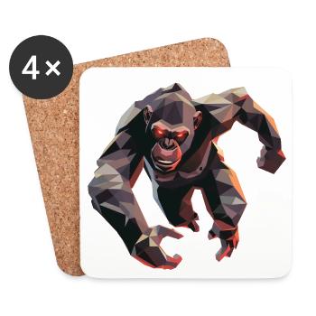 Gorilla im Low Poly Stil - Untersetzer (4er-Set) - Weiß - Vorne