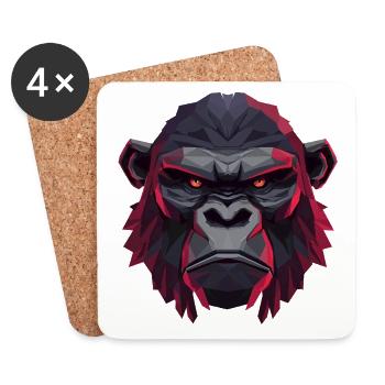 Geometrischer Gorillakopf - Untersetzer (4er-Set) - Weiß - Vorne