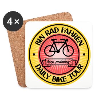I'm cycling! Daily Bike Tour on Mountain Bike - Coasters (set of 4) - white - Front