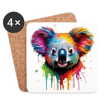 Regenbogen Koala Aquarell - Untersetzer (4er-Set) - Weiß - Vorne