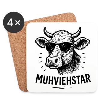 Muhviehstar – Funny Cow T-Shirt Motif - Dessous de verre (lot de 4) - blanc - Devant