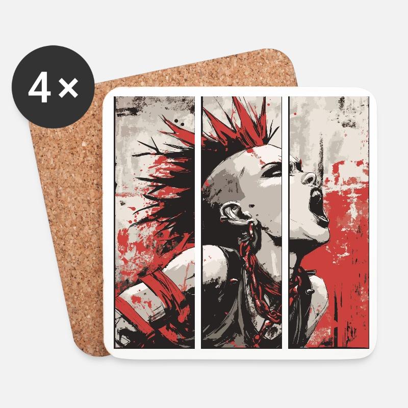 Punkrock Mädchen - Untersetzer (4er-Set) - Weiß