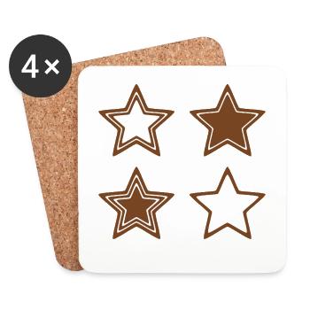 Brown Star Cookies with White Icing - Coasters (set of 4) - white - Front