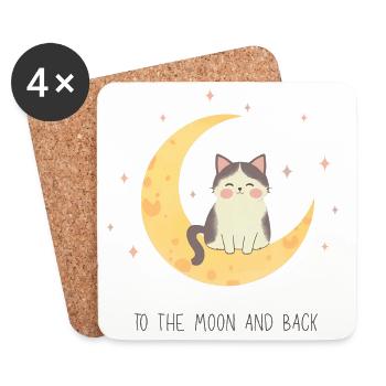 Cat on the Moon – To the Moon and Back - Coasters (set of 4) - white - Front