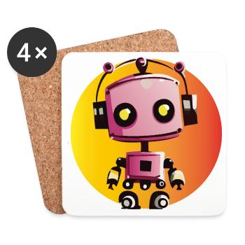 Music robot on yellow-orange - Coasters (set of 4) - white - Front