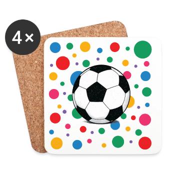 Spotty shirt Soccer Ball with Colourful Confetti - Coasters (set of 4) - white - Front