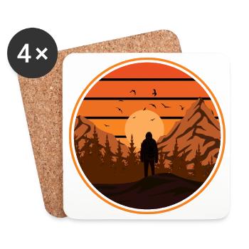Sunset Mountain Hiking Adventure - Coasters (set of 4) - white - Front