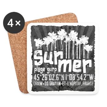 Silhouettes Grunge de la forêt d’été - Dessous de verre (lot de 4) - blanc - Devant