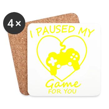 Pause jeu pour toi cœur neon - Dessous de verre (lot de 4) - blanc - Devant