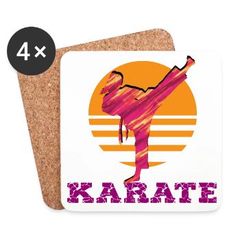 Karate Sonnenuntergang Silhouette - Untersetzer (4er-Set) - Weiß - Vorne