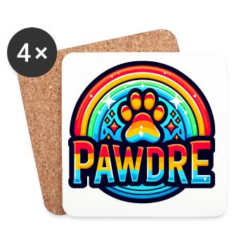 Regenbogen Pfotenabdruck, Papa Hund Liebhaber - Untersetzer (4er-Set) - Weiß - Vorne