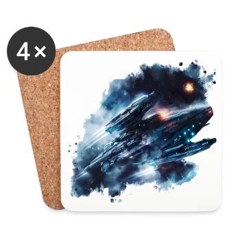 Nebelstern Spacefighter, OVNI de science-fiction - Dessous de verre (lot de 4) - blanc - Devant