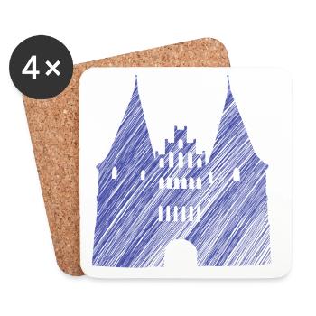 Lübeck Wahrzeichen Blau | Scribble Look - Untersetzer (4er-Set) - Weiß - Vorne