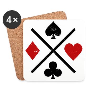 Cartes à jouer design contrasté - Dessous de verre (lot de 4) - blanc - Devant