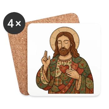 Christmas Patchwork Jesus - Coasters (set of 4) - white - Front