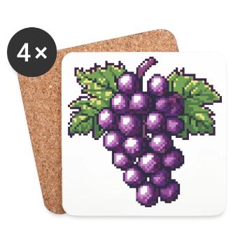 Violette Pixeltrauben - Untersetzer (4er-Set) - Weiß - Vorne