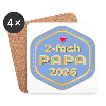 Annonce du bébé 2026 de deux pères - Dessous de verre (lot de 4) - blanc - Devant