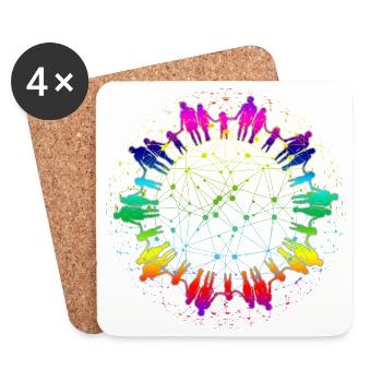 Regenbogen Netz der Gemeinschaft - Untersetzer (4er-Set) - Weiß - Vorne