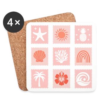 Natur Briefmarken Collage - Untersetzer (4er-Set) - Weiß - Vorne