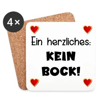 LUSTIGE SPRÜCHE KEIN BOCK HERZ - Untersetzer (4er-Set) - Weiß - Vorne