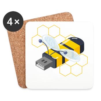 Dessin animé drôle d’abeille USB - Dessous de verre (lot de 4) - blanc - Devant