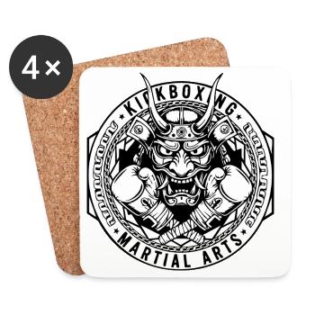 Kickbox Emblem Dämonenmaske - Untersetzer (4er-Set) - Weiß - Vorne