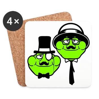 2 Frogs Sir Lunettes Empire Monocle Homme Chapeau Haut de forme - Dessous de verre (lot de 4) - blanc - Devant